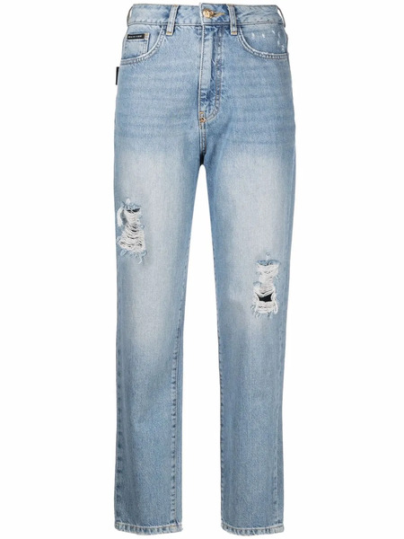  Philipp Plein Cropped Boyfriend Jeans - Blue 