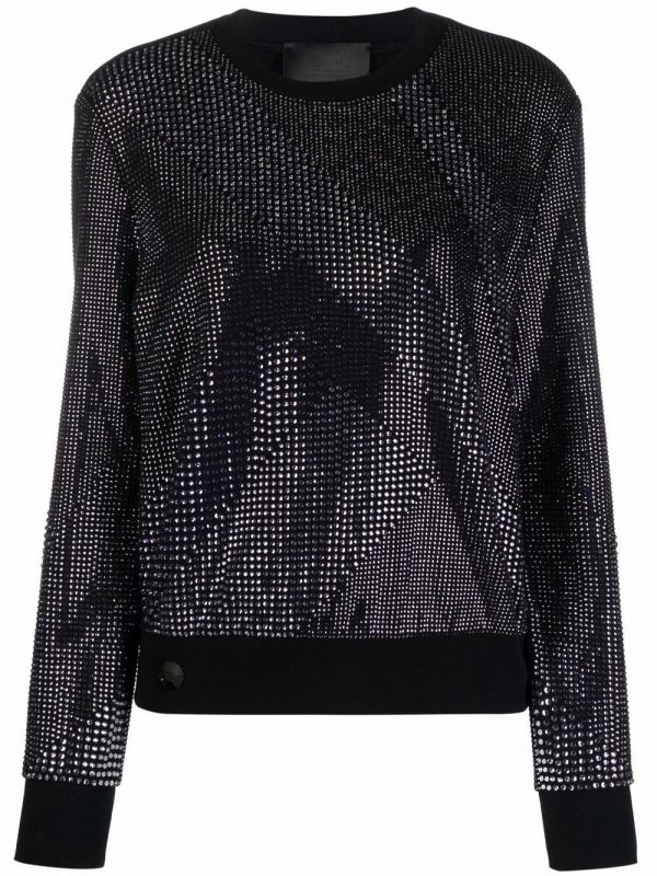  Philipp Plein Crystal-embellished Cotton Sweatshirt - Black 