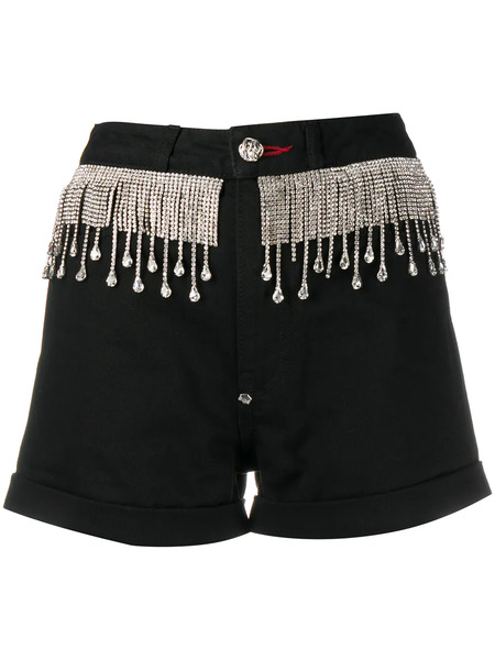  Philipp Plein Crystal-embellished Denim Shorts - Black 