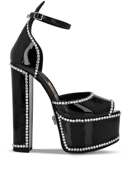  Philipp Plein Crystal-embellished Heeled Platform Sandals - Black 