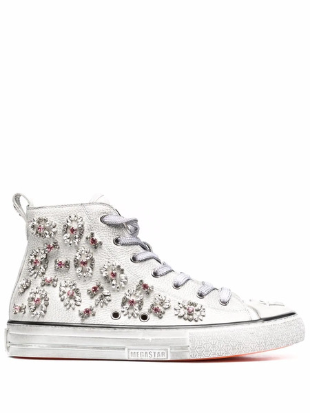  Philipp Plein Crystal-embellished High-top Sneakers - White 