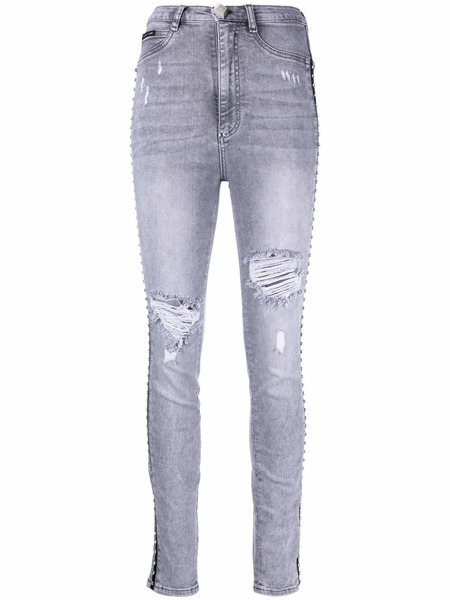  Philipp Plein Crystal-embellished Jeggings - Grey 
