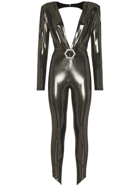  Philipp Plein Crystal-embellished Lamé Jumpsuit - Gold 
