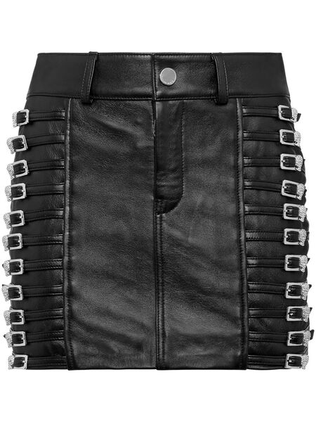  Philipp Plein Crystal-embellished Leather Mini Skirt - Black 