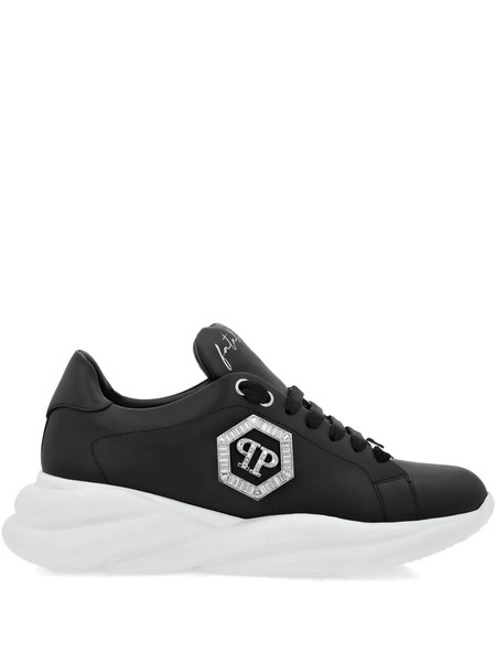  Philipp Plein Crystal-embellished Leather Sneakers - Black 