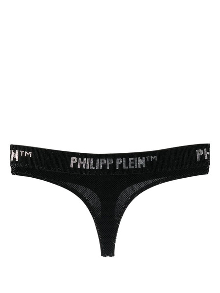  Philipp Plein Crystal-embellished Logo Thong - Black 
