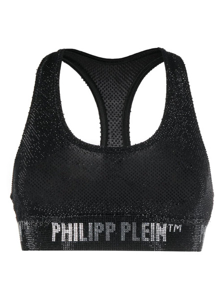  Philipp Plein Crystal-embellished Logo-underband Bra - Black 
