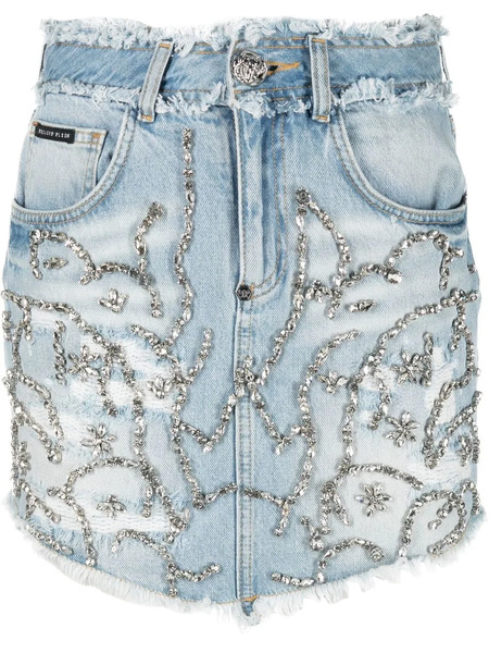  Philipp Plein Crystal-embellished Mini Skirt - Blue 