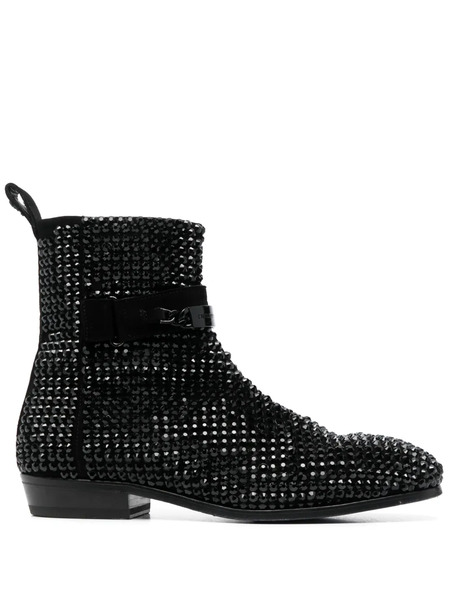  Philipp Plein Crystal-embellished Suede Boots - Black 