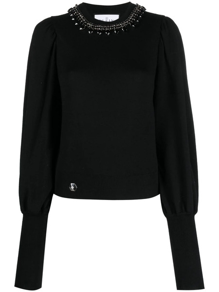  Philipp Plein Crystal-embellished Wool Knitted Jumper - Black 