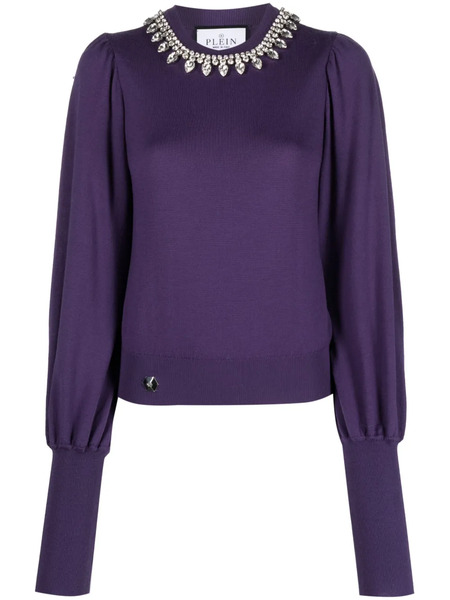  Philipp Plein Crystal-embellished Wool Knitted Jumper - Purple 