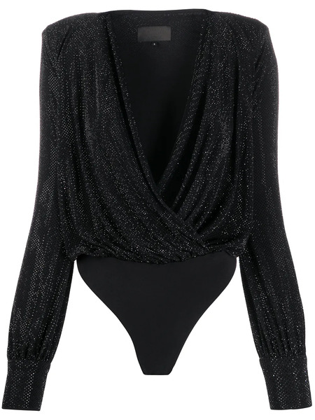  Philipp Plein Crystal-embellished Wrap Bodysuit - Black 