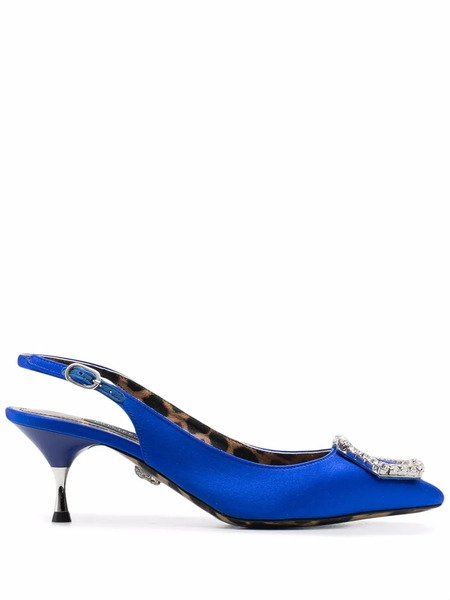  Philipp Plein Crystal Hexagon Leather Pumps - Blue 