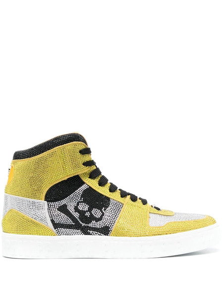  Philipp Plein Crystal Notorious High-top Sneakers - Yellow 