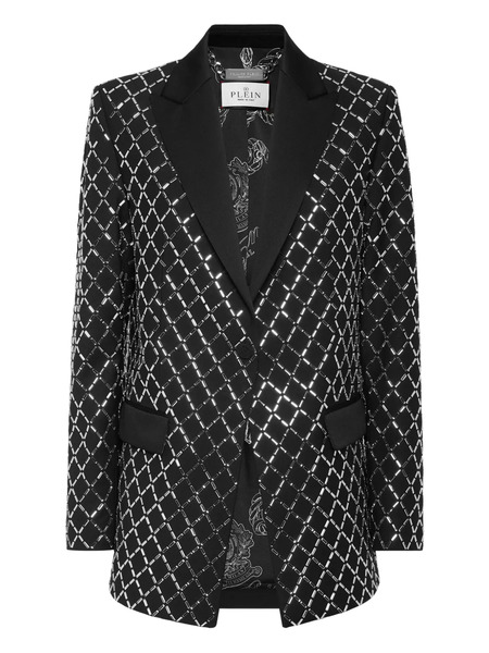  Philipp Plein Crystal Rhombus Blazer - Black 