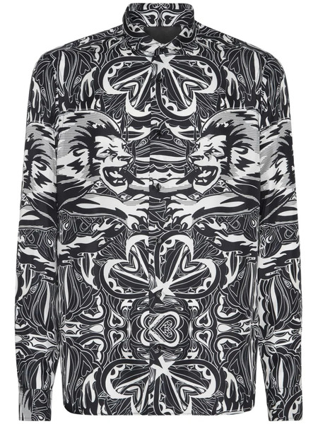  Philipp Plein Dandy Lion Circus Silk Shirt - Black 