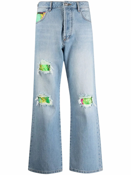  Philipp Plein Distressed Cropped Jeans - Blue 