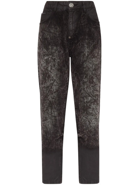  Philipp Plein Distressed-effect Cropped Jeans - Black 