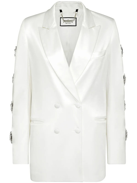  Philipp Plein Double-breasted Cut-out Blazer - White 