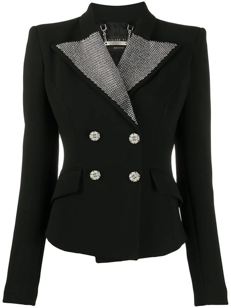  Philipp Plein Double-breasted Embellished Blazer - Black 
