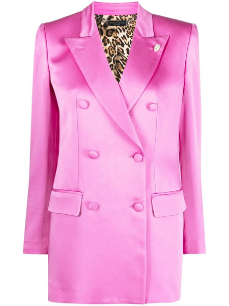  Philipp Plein Double-breasted Satin Blazer - Pink 