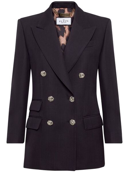  Philipp Plein Double-breasted Wool Blazer - Blue 