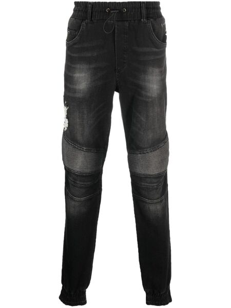  Philipp Plein Drawstring-waist Tapered Jeans - Black 