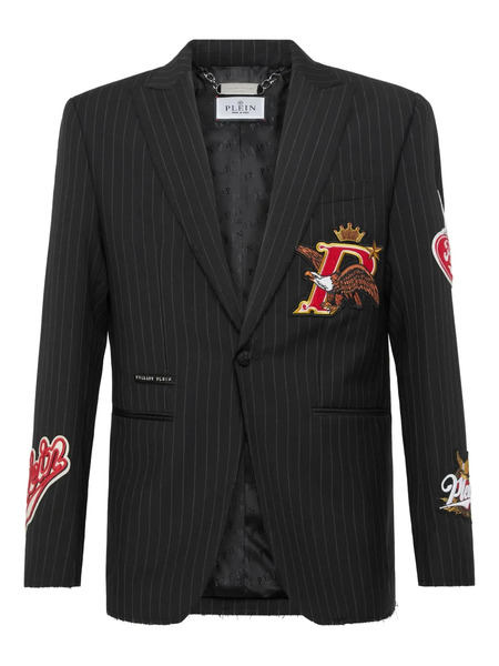  Philipp Plein Eagle-appliqué Blazer - Grey 