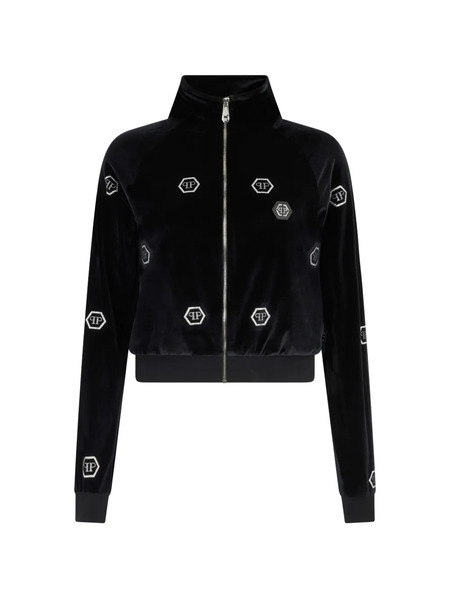  Philipp Plein Embellished Zip-up Sweatshirt - Black 