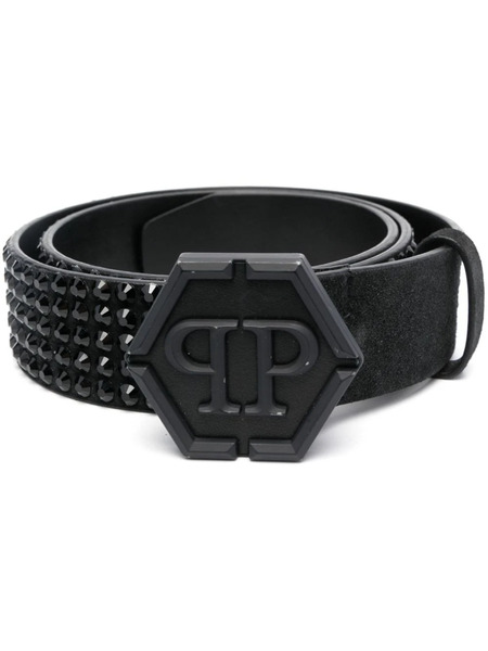  Philipp Plein Embossed-logo Buckle Belt - Black 