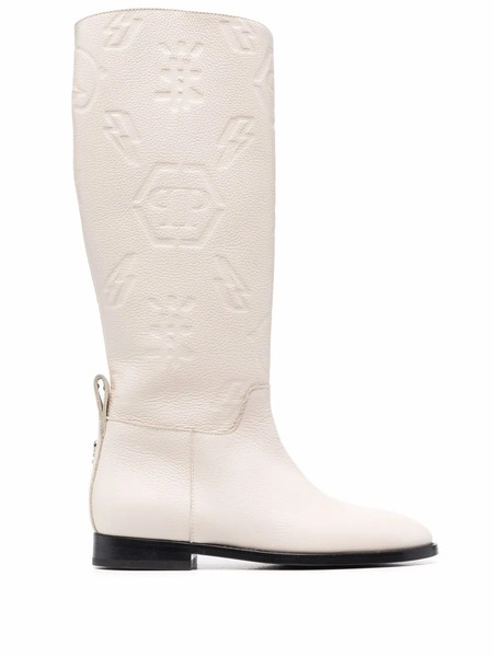  Philipp Plein Embossed-logo Knee-high Boots - Neutrals 