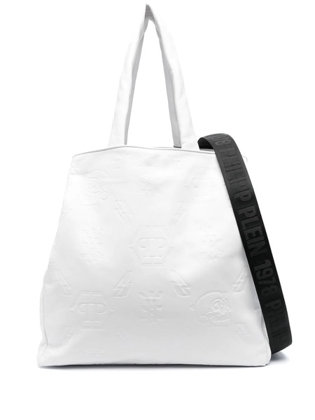  Philipp Plein Embossed Monogram Tote Bag - White 
