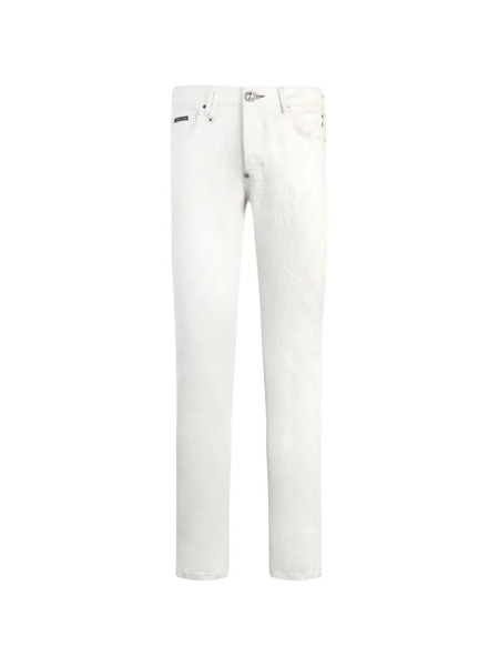  Philipp Plein Embroidery Monogram Jeans - White 