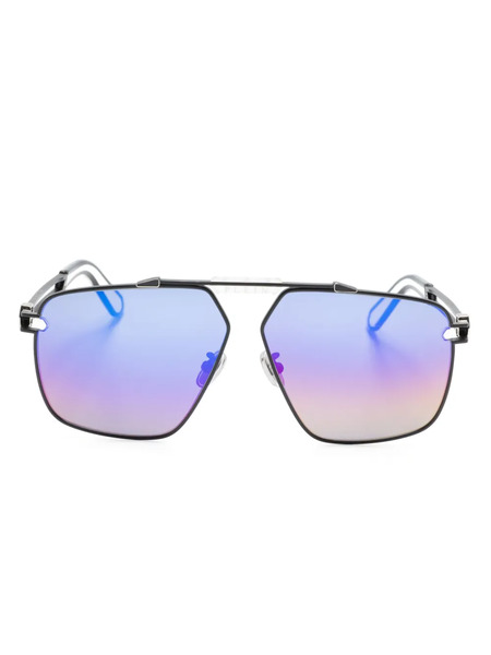  Philipp Plein Eyewear Engraved-logo Pilot-frame Sunglasses - Black 