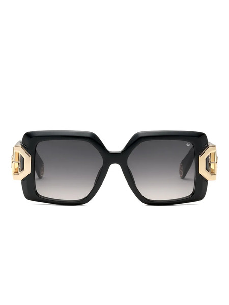  Philipp Plein Eyewear Logo-embellishment Square-frame Sunglasses - Black 