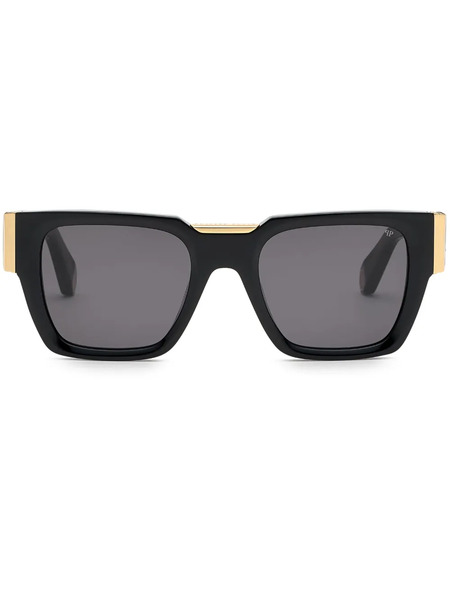  Philipp Plein Eyewear Logo-plaque Square-frame Sunglasses - Black 