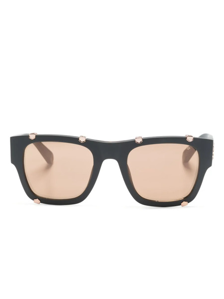  Philipp Plein Eyewear Logo-plaque Square-frame Sunglasses - Grey 