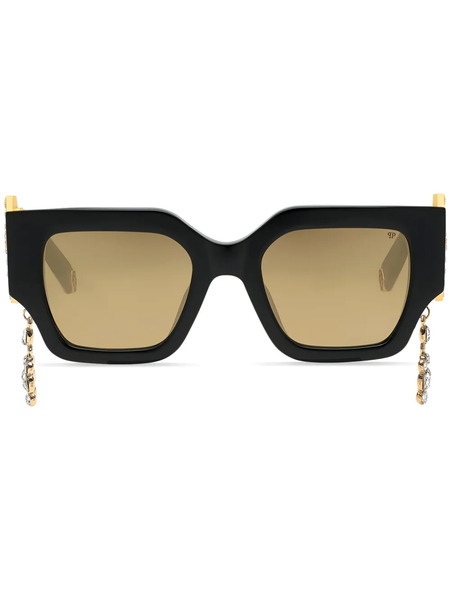  Philipp Plein Eyewear Square Exclusive Logo-plaque Sunglasses - Black 