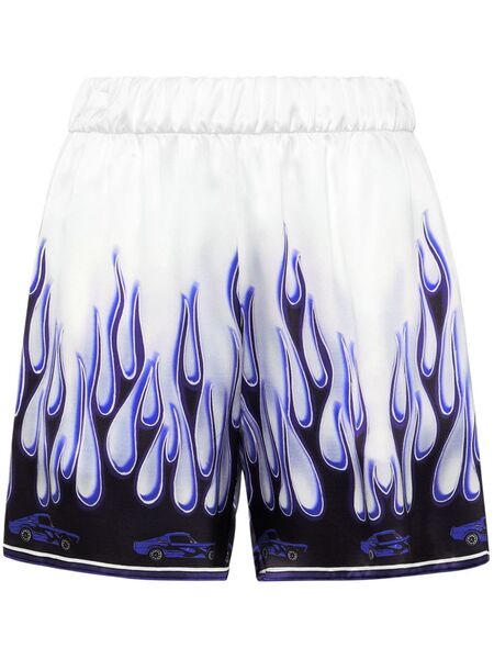  Philipp Plein Flame Satin Shorts - White 