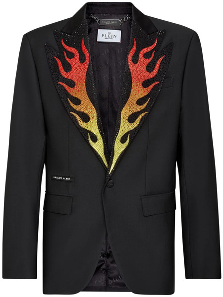  Philipp Plein Flame Single-breasted Blazer - Black 