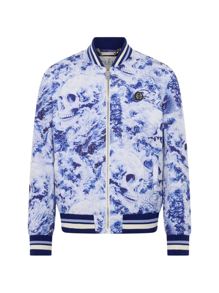  Philipp Plein Floral Skull Bomber Jacket - White 
