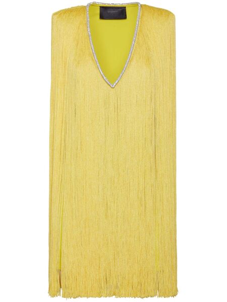 Philipp Plein Fringe Sleeveless Minidress - Yellow 