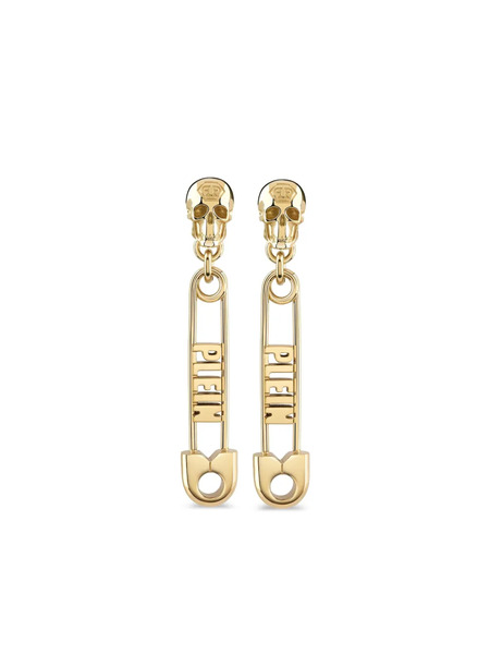  Philipp Plein Gold Safety Pin Long Earrings 