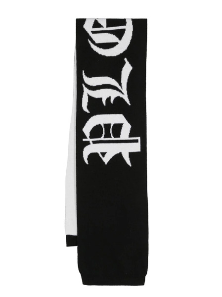  Philipp Plein Gothic Plein Intarsia Knit-logo Scarf - Black 
