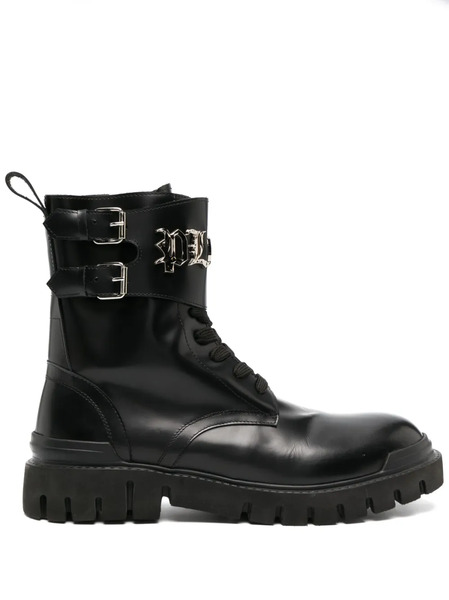  Philipp Plein Gothic Plein Leather Ankle Boots - Black 