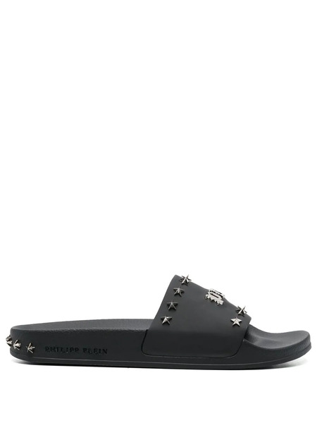  Philipp Plein Gothic Plein Studded Slides - Black 