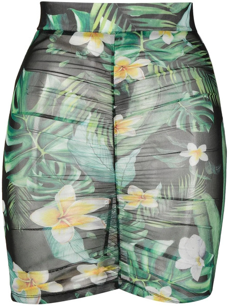  Philipp Plein Graphic-print Ruched Skirt - Green 