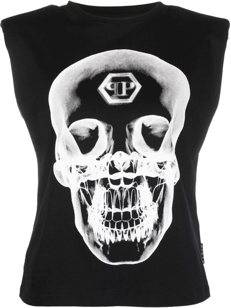  Philipp Plein Graphic-print Sleeveless Top - Black 