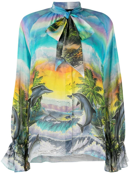  Philipp Plein Hawaii-print Chiffon Shirt - Blue 