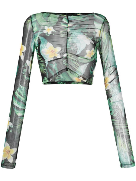  Philipp Plein Hawaii-print Cropped Top - Green 